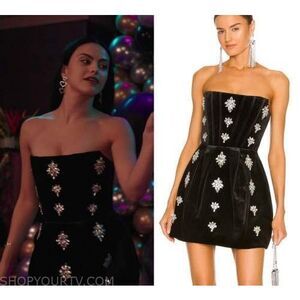 Bronx and Banco Black Mini Dress with Silver Embellishments